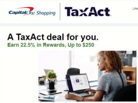 capital one shopping 22.5% off tax preparation fees screenshot