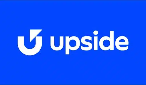 Upside app logo on blue background