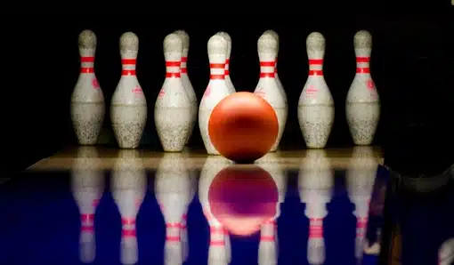 Free bowling ball hitting pins
