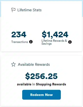 Capital One Shopping Lifetime Savings and Rewards Dashboard