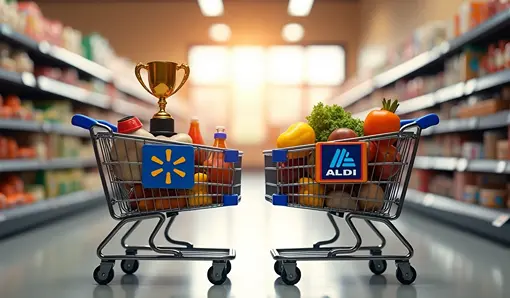 Walmart cart wins grocery price trophy over Aldi