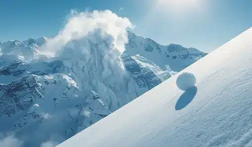 Split image showing a massive avalanche on one side and a growing snowball on the other, representing the debt avalanche and debt snowball payoff methods for becoming debt-free faster.
